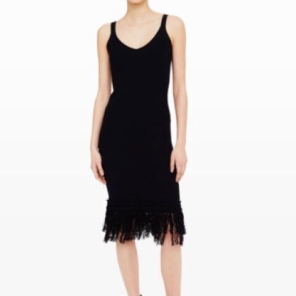 Club Monaco Knit Fringe Midi Dress